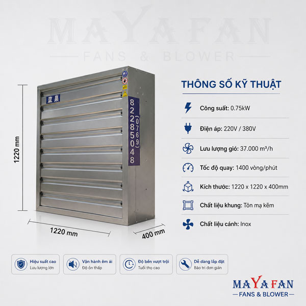 quạt hút công nghiệp 1220x1220