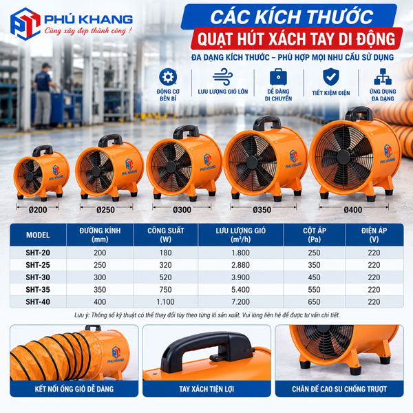 quạt hút xách tay di động