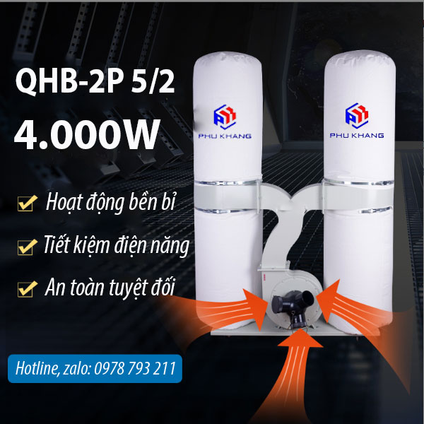 Quạt hút bụi túi vải QHB-2P 5/2