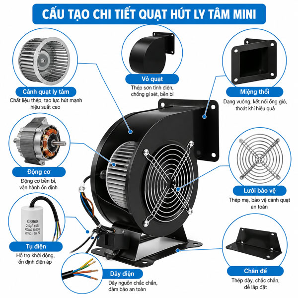 quạt hút ly tâm mini.