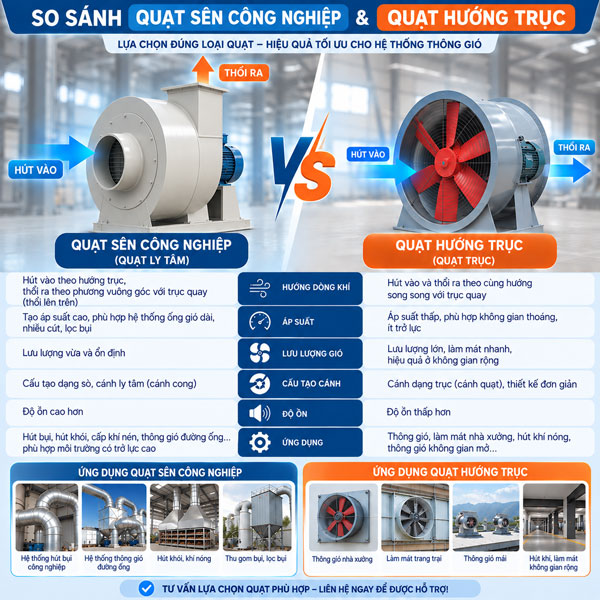 Quạt ly tâm và quạt hướng trục