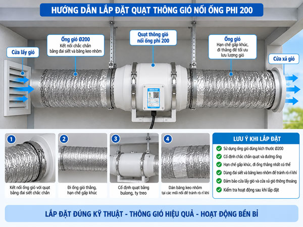 quạt thông gió nối ống phi 200