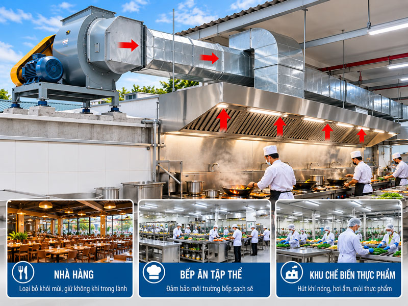 Quạt hút mùi bếp công nghiệp cho nhà hàng